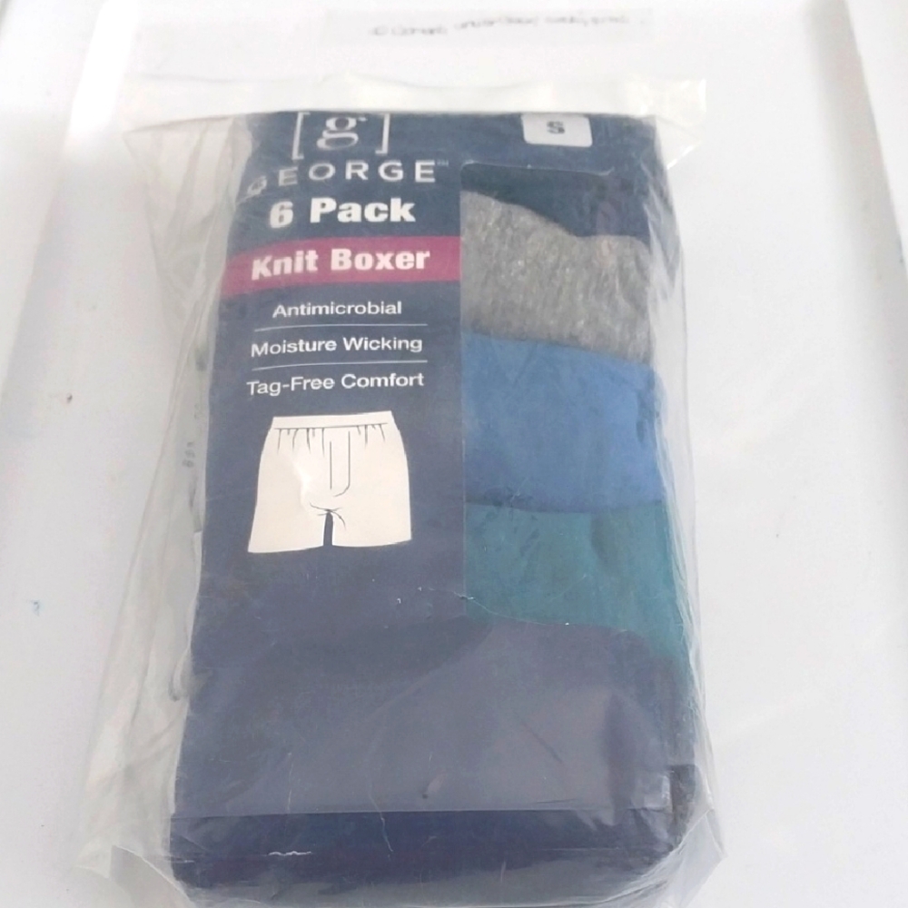 George Men's Knit Boxer 6-Pack - Black, Gray, Blue